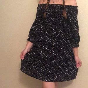 black and white polka dot dress